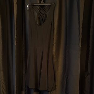 Poof Couture Black Sleeveless Fit-and-Flare Dress with Lattice Back